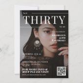 30歳の誕生日の写真カスタム雑誌の表紙ユニーク 招待状 (正面)