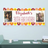 30歳の誕生日の写真カラフル花 横断幕 (トレードショー)