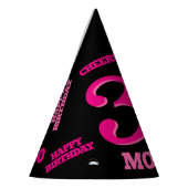 30歳の誕生日の写真パーソナライズされたピンク色の黒 パーティーハット (左)