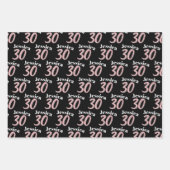 30歳の誕生日の写真ピンクの白黒 ラッピングペーパーシート (正面3)