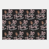 30歳の誕生日の写真ピンクの白黒 ラッピングペーパーシート (正面)