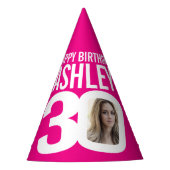 30歳の誕生日の写真ホイパーソナライズされたトホットピンク パーティーハット (正面)