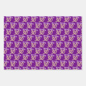 30歳の誕生日の写真紫の金ゴールド白黒 ラッピングペーパーシート (正面3)