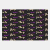 30歳の誕生日の写真紫の金ゴールド白黒 ラッピングペーパーシート (正面2)