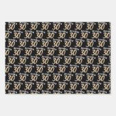 30歳の誕生日の写真金ゴールド白黒のラッピング ラッピングペーパーシート (正面3)