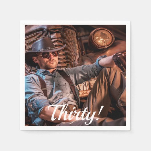 30歳の誕生日の写真30人の男のおもしろい スタンダードカクテルナプキン (正面)