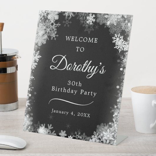 30歳の誕生日の冬のワンダーランドスノーフレークへようこそ 台座サイン (インサイチュ)