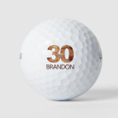 30歳の誕生日の友人ギフト – 素朴 Wood 30年 ゴルフボール (正面)