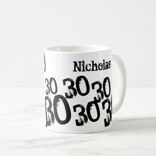 30歳の誕生日の名前を追加する個人用マグカップ コーヒーマグカップ (正面右)