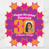 30歳の誕生日の名前ピンクのフォトカスタムワインラベル ワインラベル (シングルラベル)