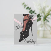 30歳の誕生日の女性ヒールファッション美しいはがき ポストカード (スタンド正面)