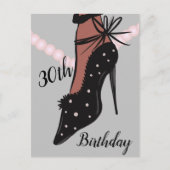 30歳の誕生日の女性ヒールファッション美しいはがき ポストカード (正面)