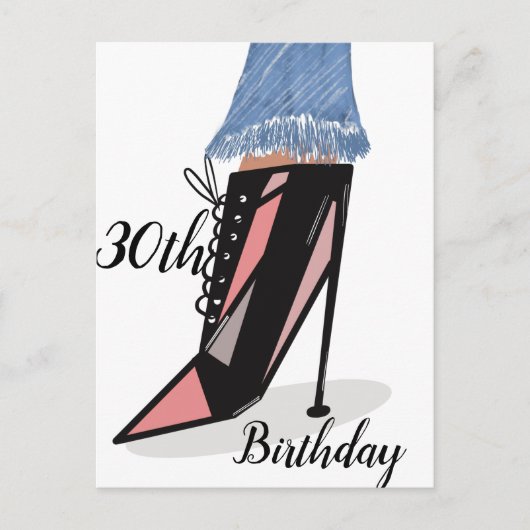 30歳の誕生日の女性ファッション美しいはがき ポストカード (正面)