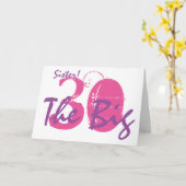 30歳の誕生日の妹、ピンク、紫の文字の上に白。 カード (黄色い花)