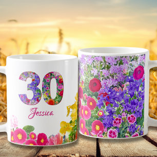 30歳の誕生日の姉妹ギフト – フローラ番号30年 コーヒーマグカップ