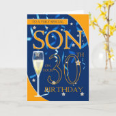 30歳の誕生日の息子 – シャンパングラス カード (黄色い花)