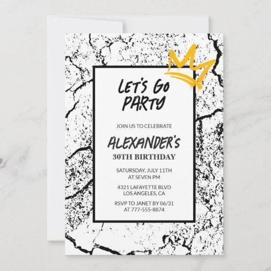 30歳の誕生日の招待メンズヒップホップブラック 招待状 (正面)