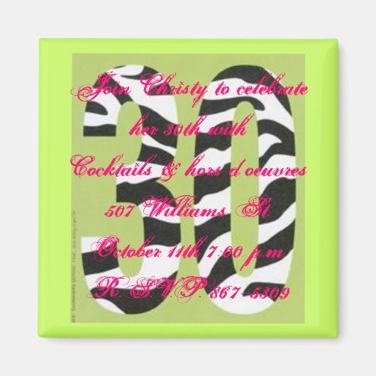 30歳の誕生日の招待状 マグネット (正面)