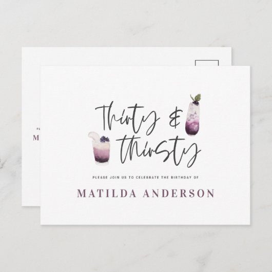 30歳の誕生日の招待 インビテーションポストカード (正面/裏面)