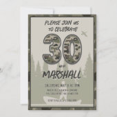 30歳の誕生日の漁師カモフラージウッドランド素朴 招待状 (正面)