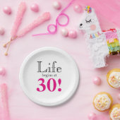 30歳の誕生日の節目のエイジングホットピンクのレトロ ペーパープレート (パーティー)