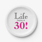 30歳の誕生日の節目のエイジングホットピンクのレトロ ペーパープレート (正面)