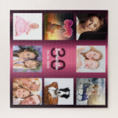 30歳の誕生日の紫のフォトコラージュの女性 ジグソーパズル (横)