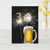 30歳の誕生日の花火付きビアマグ カード (黄色い花)