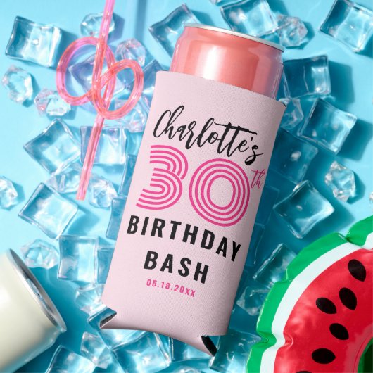 30歳の誕生日の赤面スモダンクリプトパーソナライズされた スリム缶クーラー (インサイチュ 夏)
