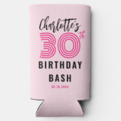 30歳の誕生日の赤面スモダンクリプトパーソナライズされた スリム缶クーラー (裏面)