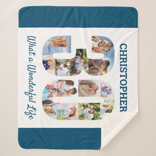 30歳の誕生日の30番目の図形の写真コラージュ シェルパブランケット (正面)