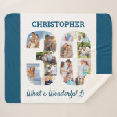 30歳の誕生日の30番目の図形の写真コラージュ シェルパブランケット (正面(横))