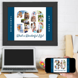 30歳の誕生日の30番目の図形の写真コラージュ ポスター