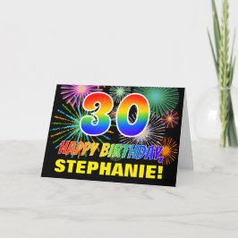 30歳の誕生日はっきりした:,おもしろい，花火，虹30 カード