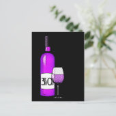 30歳の誕生日または記念日 : ワインボトルとグラス ポストカード (スタンド正面)