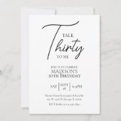 30歳の誕生日をお祝いしよう ブラック＆ホワイトの30歳の誕生日 招待状 (正面)
