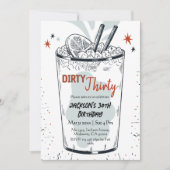 30歳の誕生日をテーマスタイリッシュにしたカクテル・レトロ・ドリンク 招待状 (正面)