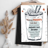 30歳の誕生日をテーマスタイリッシュにしたカクテル・レトロ・ドリンク 招待状