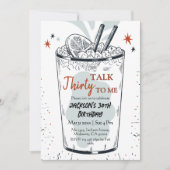 30歳の誕生日をテーマスタイリッシュにしたカクテル・レトロ・ドリンク 招待状 (正面)