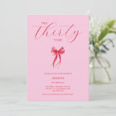 30歳の誕生日をピンクエレガント色でパーティー 招待状 (スタンド正面)