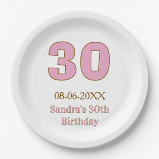 30歳の誕生日をピンクゴールドでおしゃれにマーク ペーパープレート