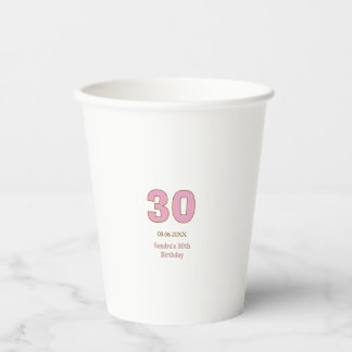 30歳の誕生日をピンクゴールドでおしゃれにマーク 紙コップ