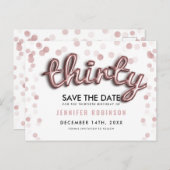 30歳の誕生日を保存する日付バラ金ゴールドバルーン 案内ポストカード (正面/裏面)