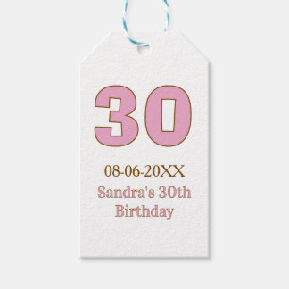 30歳の誕生日を盛大に祝うピンクゴールドの名前入りデザイン ギフトタグ