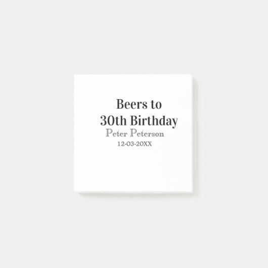 30歳の誕生日を祝うおしゃれなデザイン ポストイット (正面)