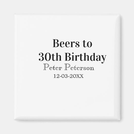 30歳の誕生日を祝うおしゃれなデザイン マグネット (正面)