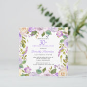30歳の誕生日を祝う大人っぽい紫の花の招待状 招待状 (スタンド正面)