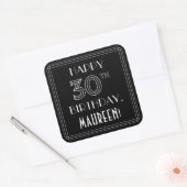 30歳の誕生日を祝う;アールデコスタイル;名前をカスタムする スクエアシール (封筒)