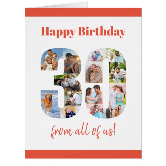 30歳の誕生日を祝うBig 30フォトコラージマイルストーン (正面)