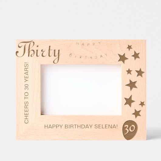 30歳の誕生日を記念する額縁 レーザー彫刻フレーム (正面)